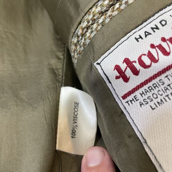 VTG Harris Tweed Blazer Herringbone Mens 44 USA Pure Scottish Wool Pulp *Flaws* - Picture 7 of 11